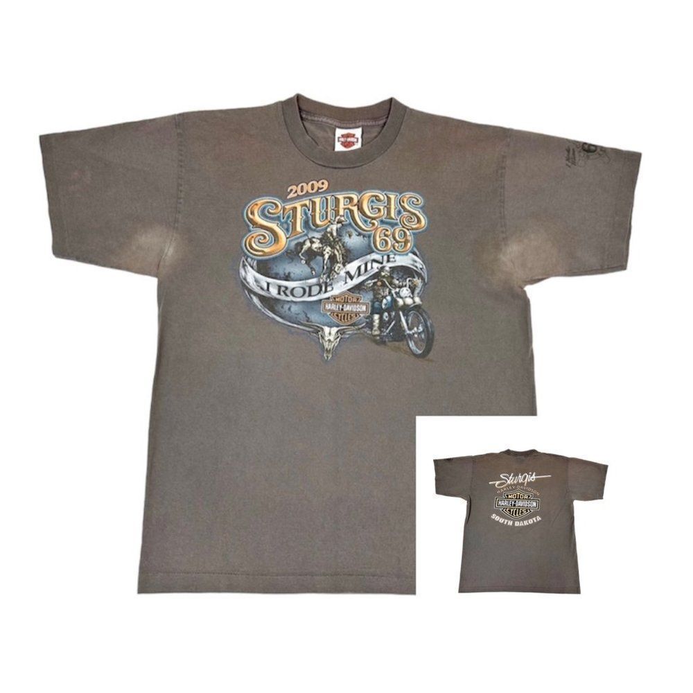 Vintage Y2K 2009 Harley Davidson T-shirt Brown Sturgis I Rode Mine Single Stitch